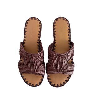 Carrie Forbes Brown Salon Raffia Flat Slide Slip-On Sandals Women's Size 37 US 7